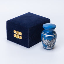 Miniature Blue and Silver Bird Keepsake Urn
