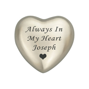 Always in my Heart Personalised Silver Heart Brass Keepsake Urn
