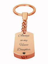 Always in my Heart Daughter Rose Gold Cremation Urn Keychain Keyring