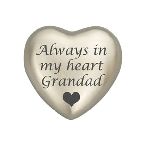 Always in my Heart Grandad Silver Heart Brass Keepsake Urn