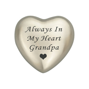 Always in my Heart Grandpa Silver Heart Brass Keepsake Urn