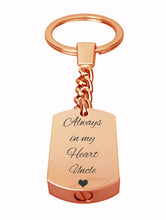 Always in my Heart Uncle Rose Gold Cremation Urn Keychain Keyring