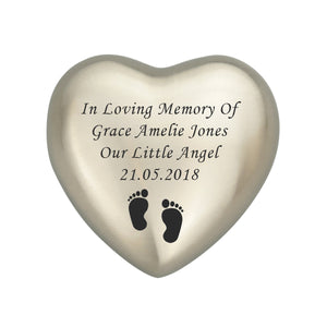 In Loving Memory Baby Personalised Silver Heart Brass Keepsake Urn