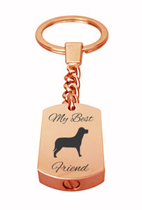 Best Friend Dog Rose Gold Cremation Urn Keychain Keyring