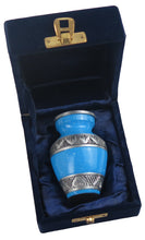 Miniature Blue and Silver Keepsake Urn
