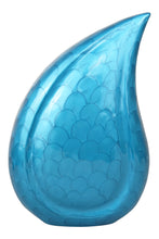 Large Blue Enamel Teardrop Urn for Adult or Pet Dog Ash Cremains Memorial