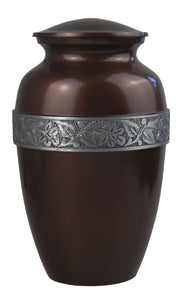 Large Aluminium Earth Brown & Silver Adult Urn with Optional Personalised Engraving