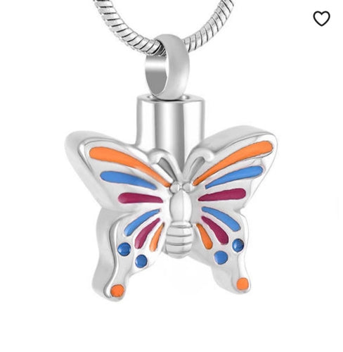 Coloured Butterfly Cremation Urn Pendant