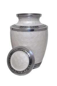 Large Aluminium Pearl and Silver Enamel Adult Urn