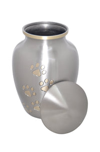 Silver with Gold Paws Urn with Optional Personalisation