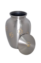 Silver with Gold Paws Around Pet Urn