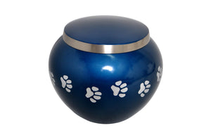 Blue Silver Paws Urn for Pet Dog or Cat Ashes | Love to Treasure