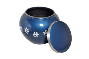 Blue Silver Paws Urn for Pet Dog or Cat Ashes | Love to Treasure