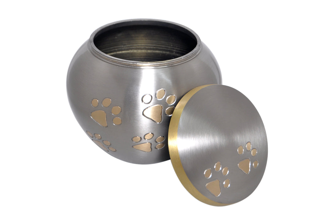 Gold Paw Print Urn for Pet Dog or Cat Ashes | Love to Treasure