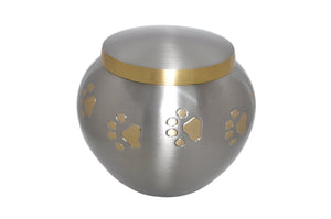 Silver Golden Paw Print Urn for Pet Dog Cat Ashes | Love to Treasure
