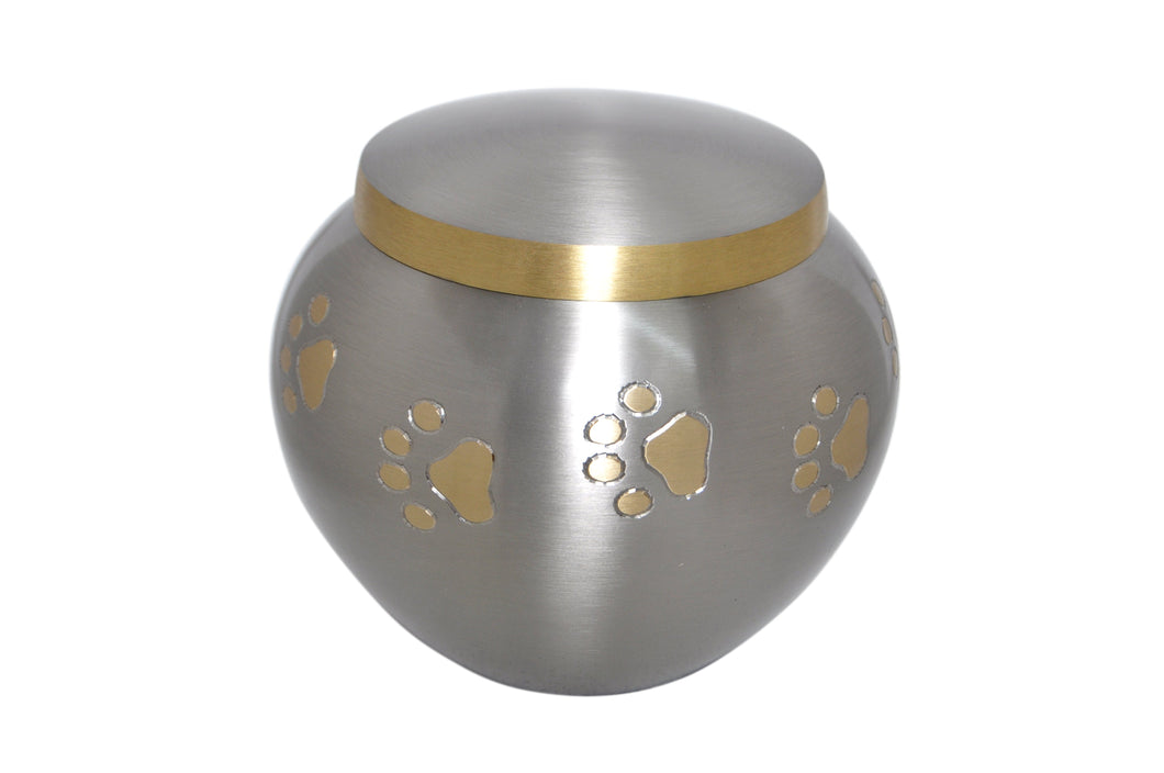 Silver Golden Paw Print Urn for Pet Dog Cat Ashes | Love to Treasure