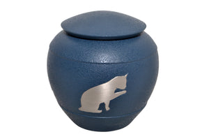 Blue with Silver Cat Urn