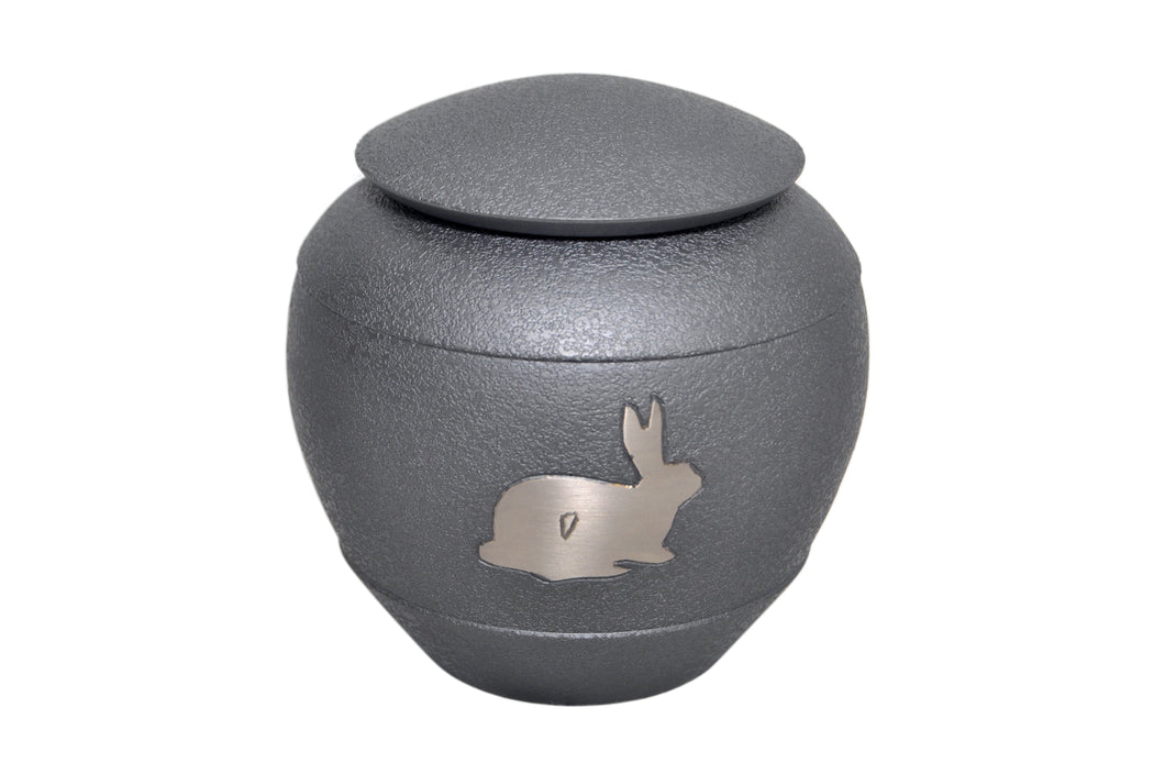 Grey with Silver Rabbit Urn with Optional Personalisation