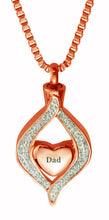 Rose Gold Diamond Heart Urn Cremation Pendant Variations - Personalised, Dad, Mum, Nan, Son
