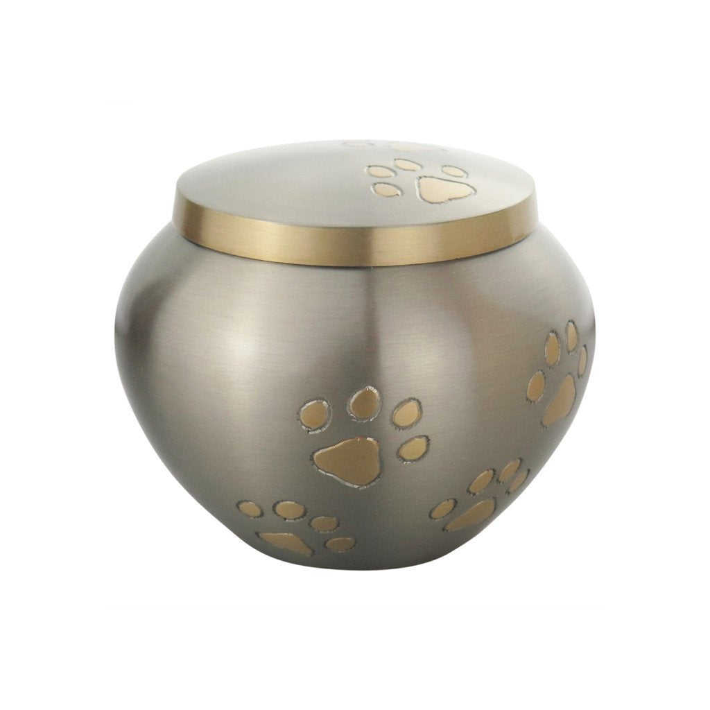 Gold Paw Print Urn for Pet Dog or Cat Ashes | Love to Treasure