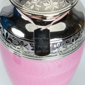 Large Silver with Pink Enamel Adult Brass Urn