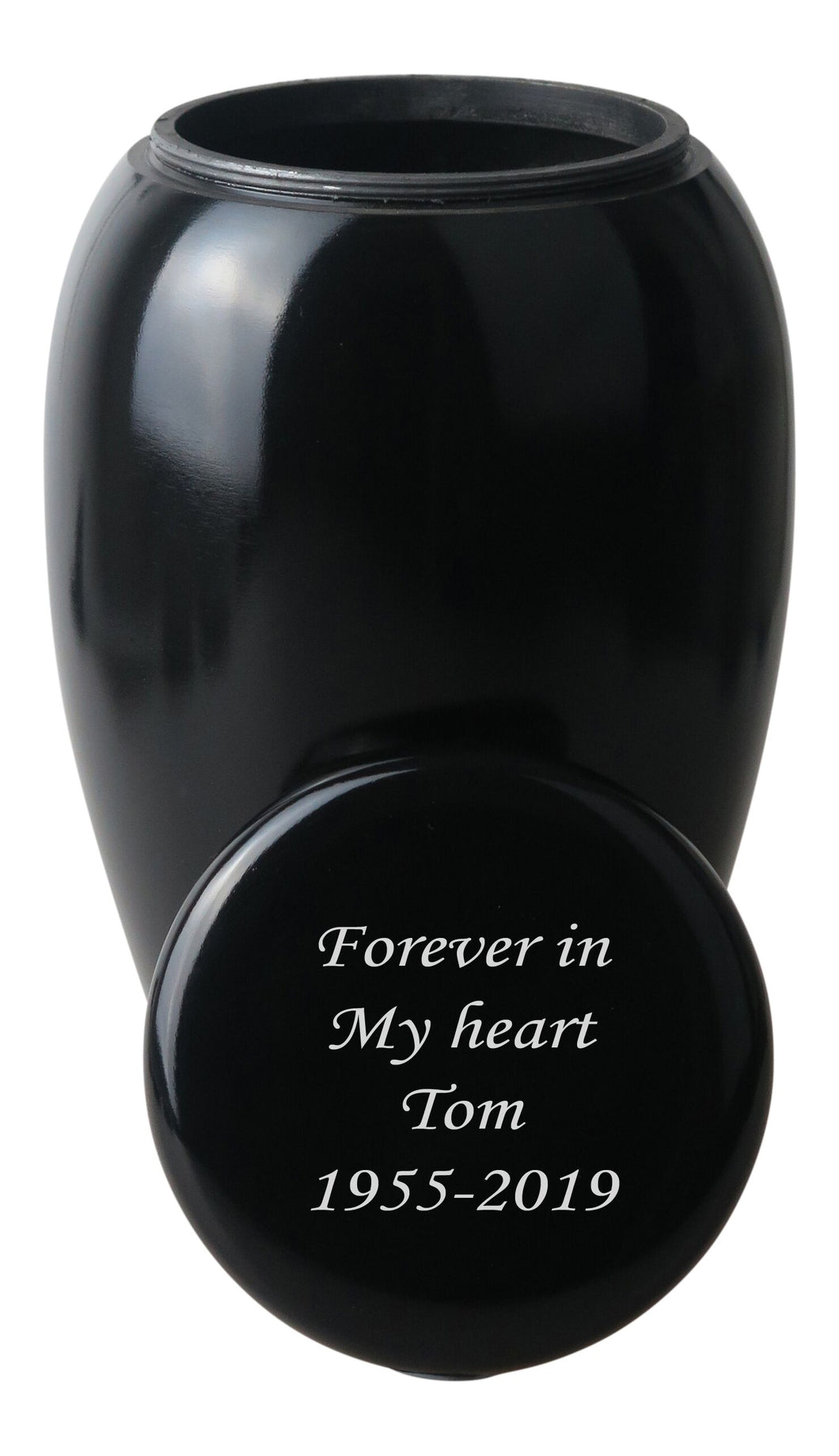 Large Aluminium Black Adult Urn with Optional Personalised Engraving