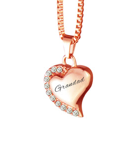 Grandad Heart with Crystals Rose Gold Cremation Urn Pendant