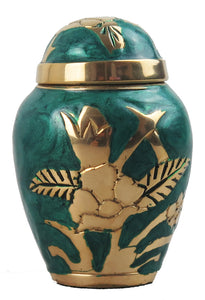 Miniature Green and Gold Flower Keepsake Urn