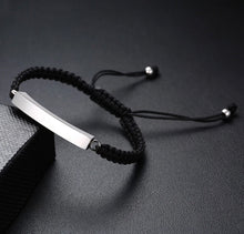 Unisex Adjustable Braided Rope in Silver or Black Urn Bracelet - Memorial Ash Keepsake Jewellery - With Optional Personalised Engraved