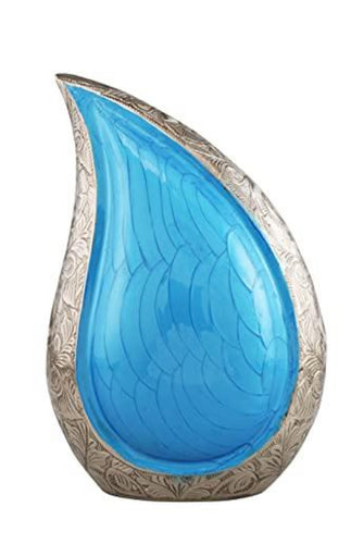 Blue Aluminium Teardrop Urn for Adult or Pet Dog Ashes