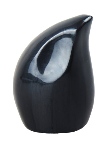 Miniature Black Enamel Teardrop Aluminium Keepsake Urn