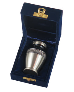 Miniature Black and Silver Olympia Keepsake Urn with Optional Personalised Engraving