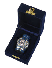 Miniature Vintage Art Deco Blue And Gold Keepsake Urn