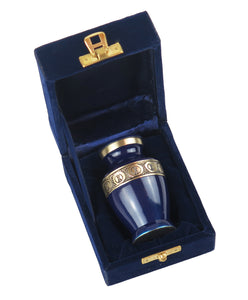 Miniature Navy Blue and Gold Olympia Keepsake Urn