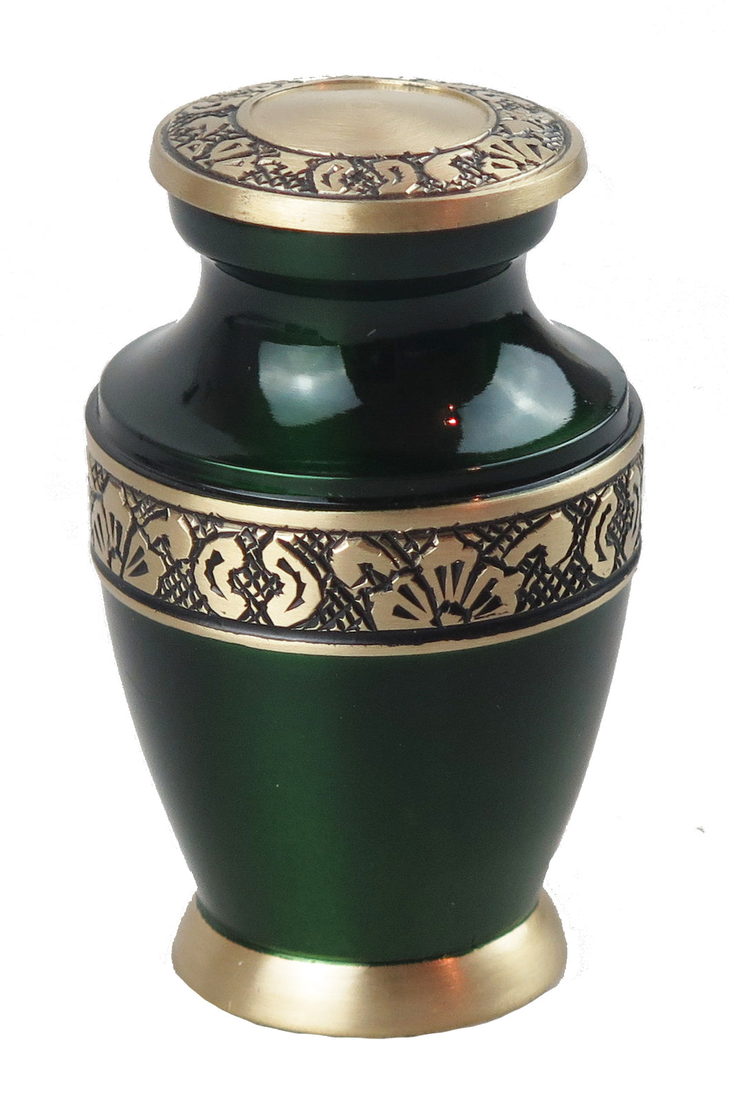Miniature Emerald Green and Gold Olympia Keepsake Urn with Optional Personalisation