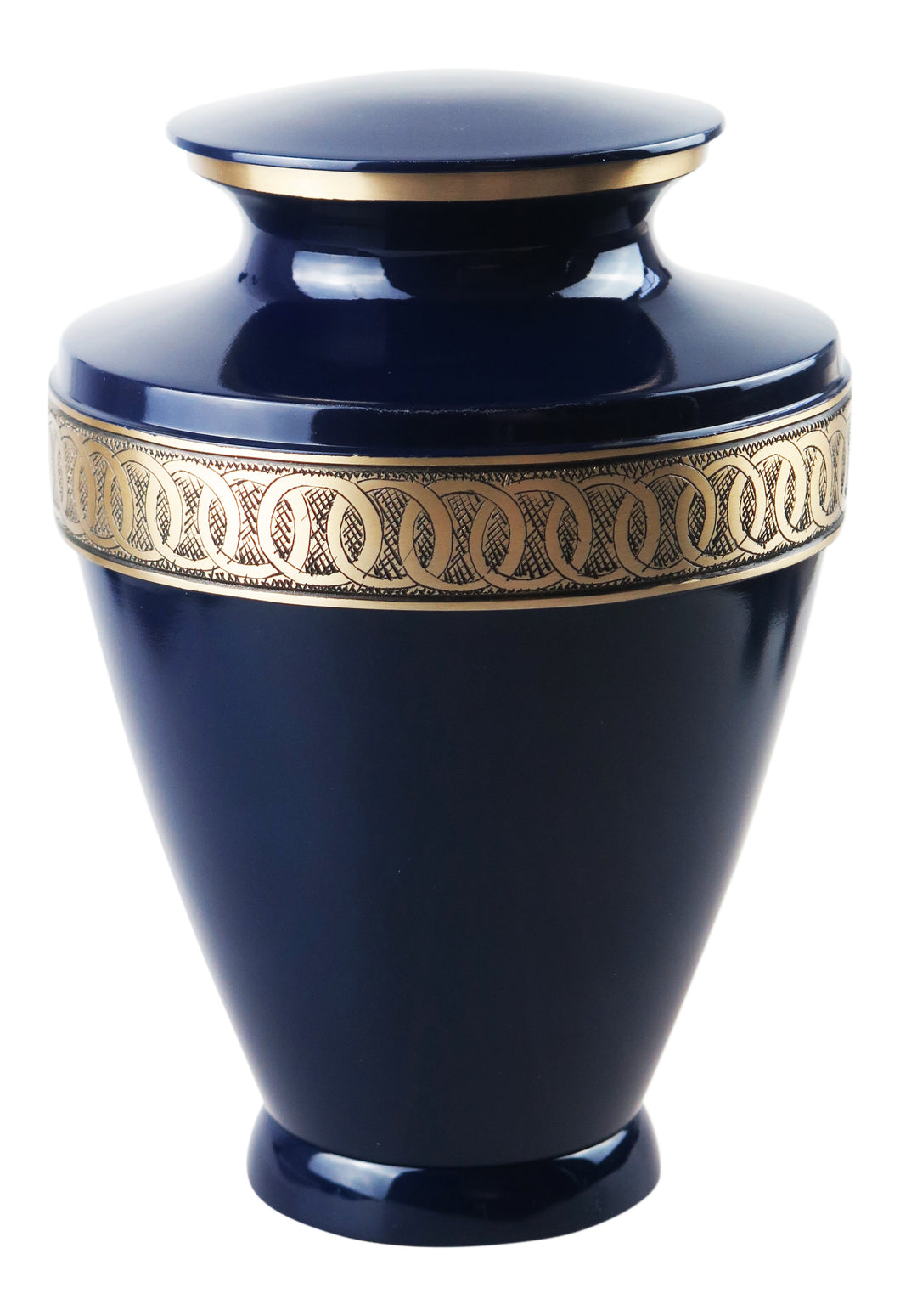 Large Navy Blue and Gold Olympia Adult Brass Urn