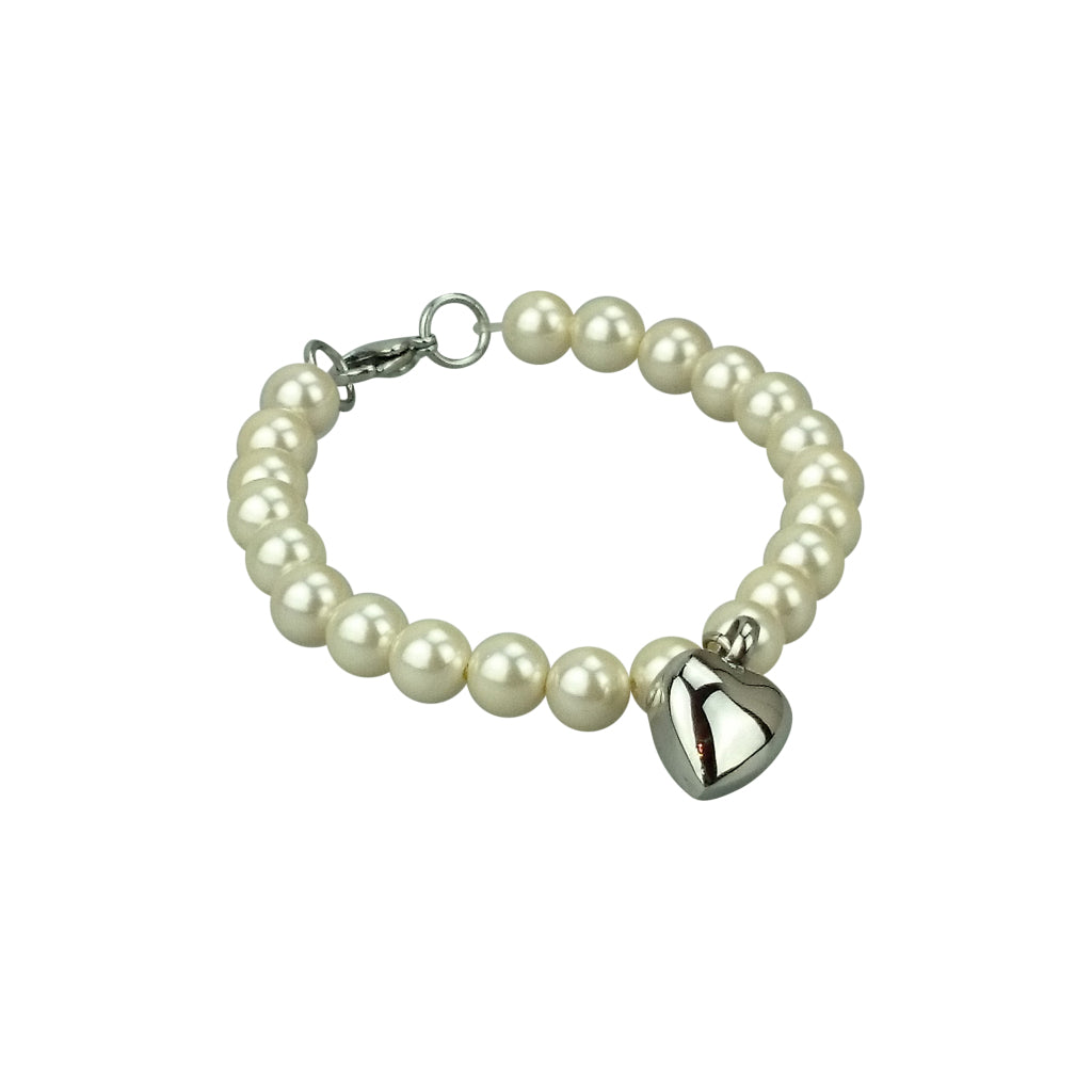 Heart Pearl Cremation Urn Bracelet with Optional Personalisation