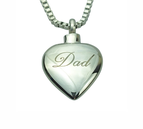 Dad Inscribed Heart Cremation Urn Pendant