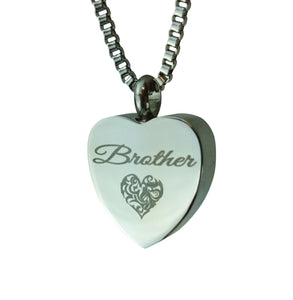 Brother Heart Cremation Urn Pendant