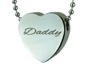 Daddy Heart Cremation Urn Pendant