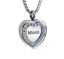 Mom Crystal Heart Cremation Urn Pendant