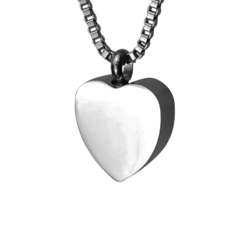 Plain Heart Cremation Urn Pendant - Optional Personalisation