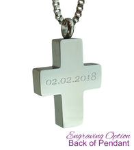 Plain Cross Cremation Urn Pendant - Optional Personalisation