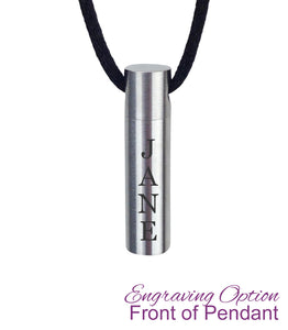 Plain Cylinder Cremation Urn Pendant - Optional Personalisation
