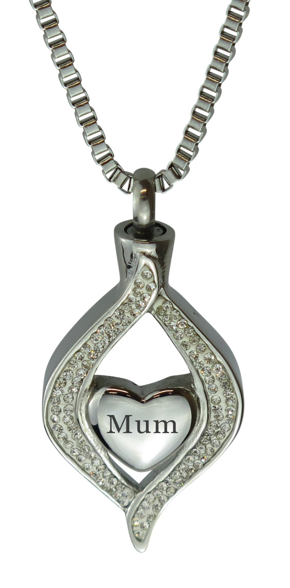 Mum Diamond Heart Cremation Urn Pendant