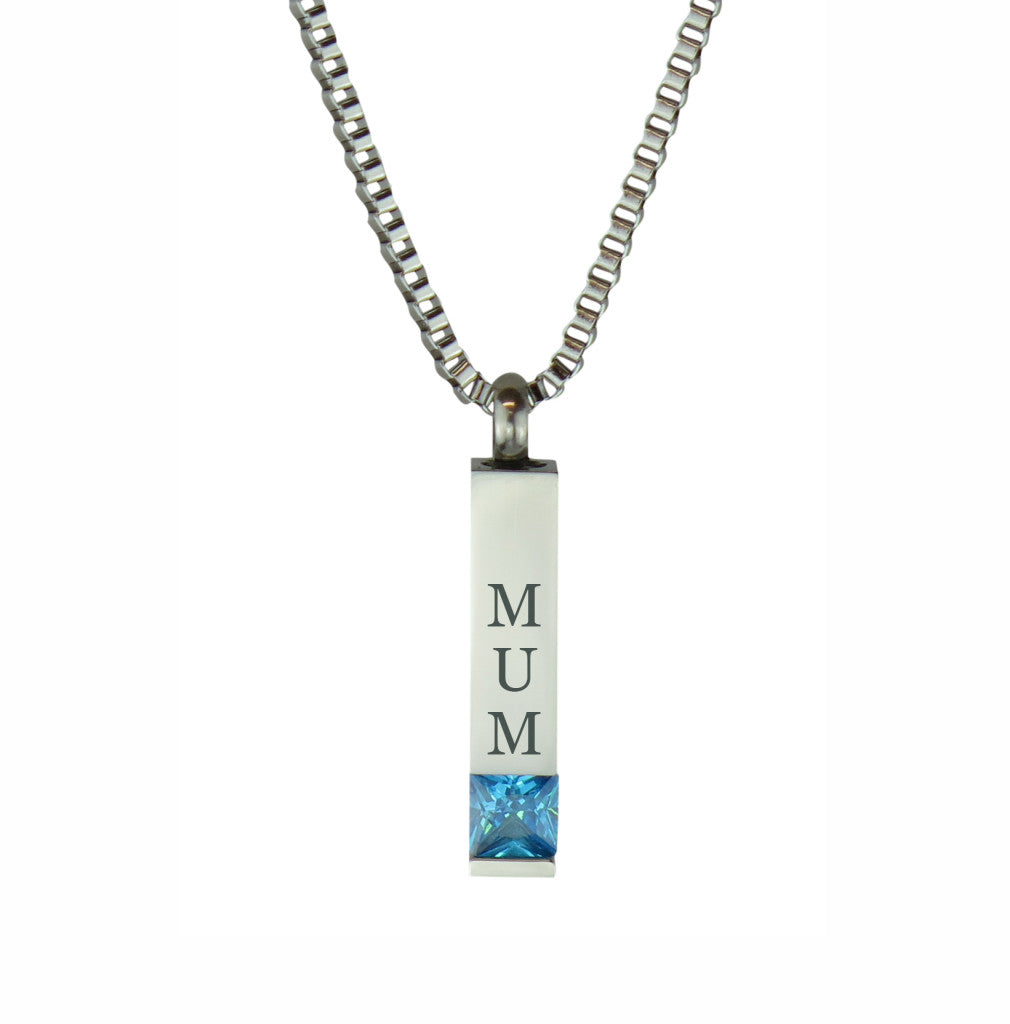 Mum Quantum Blue Crystal Cremation Urn Pendant