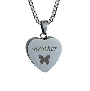 Brother Butterfly Heart Cremation Urn Pendant