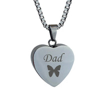 Dad Butterfly Heart Cremation Urn Pendant