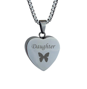 Daughter Butterfly Heart Cremation Urn Pendant