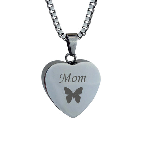 Mam Butterfly Heart Cremation Urn Pendant